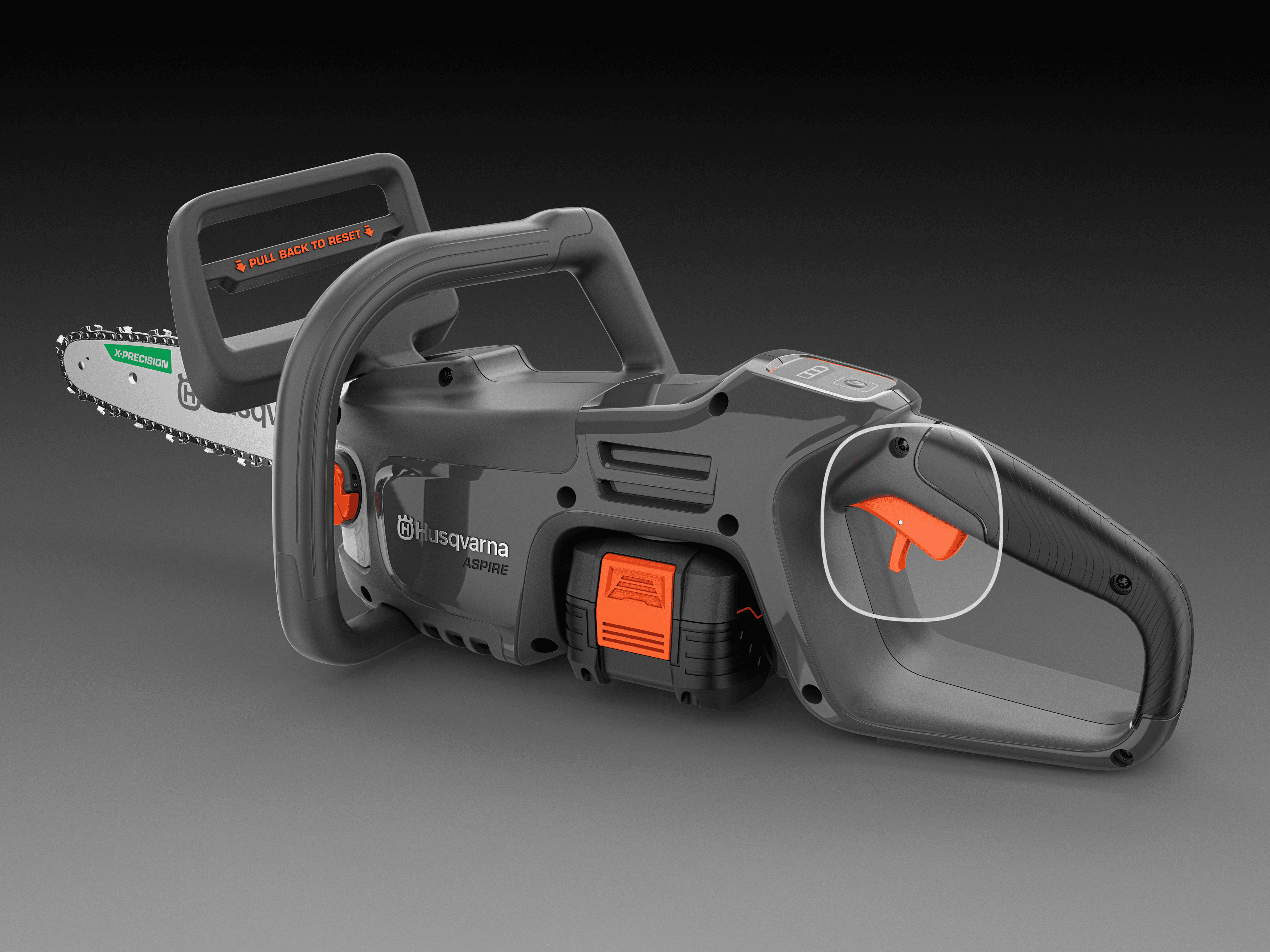 Sleek black design complemented by orange details that intuitively guide you to all interaction points image